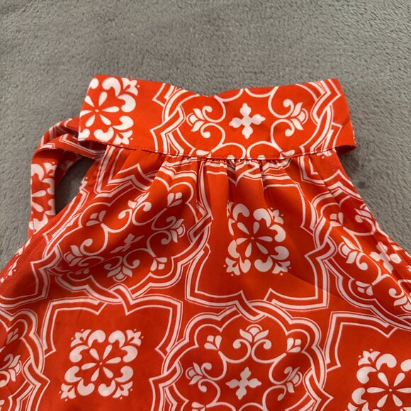 Ann Taylor Orange Maxi Dress Halter MEDIUM Bohemian Flowy Tiled - Picture 8 of 9